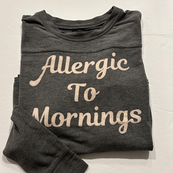 Tops - Vintage distressed Heather Gray Long Sleeve Shirt Allergic to Mornings  Large